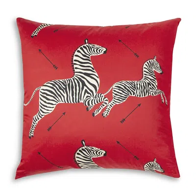 Scalamandre Dazzle Of Zebras Pillow In Masai Red