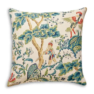 Scalamandre Kelmescott Hand Block Decorative Pillow, 22 X 22 In Peacock On Sand