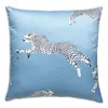 Scalamandre Leaping Cheetah Decorative Pillow, 22 X 22 In Cloud Nine