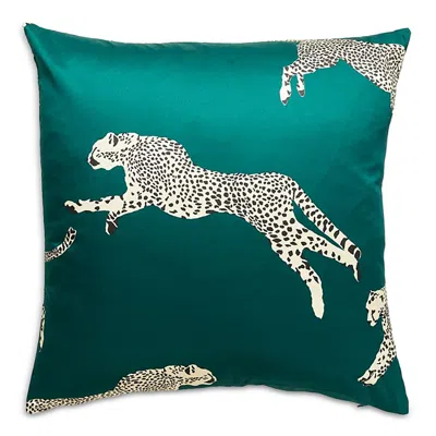 Scalamandre Leaping Cheetah Decorative Pillow, 22 X 22 In Evergreen
