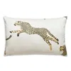 Scalamandre Leaping Cheetah Lumbar Decorative Pillow, 22 X 14 In Dune