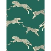 Scalamandre Leaping Cheetah Wallcovering In Evergreen