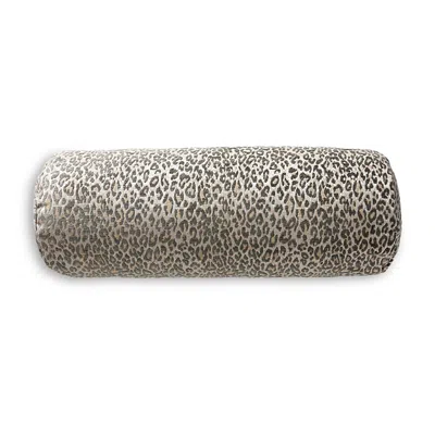 Scalamandre Leopard Bolster Decorative Pillow, 21 X 7 In Castle Gray