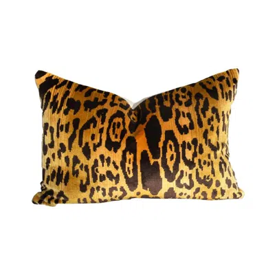 Pre-owned Scalamandre Leopard Velvet Lumbar Animal Print Pillow Att  Leopardo New Multiple In Brown