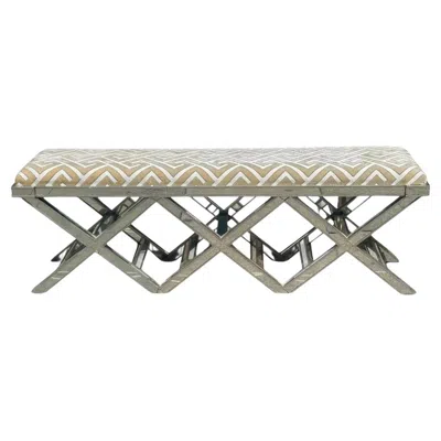 Pre-owned Scalamandre Modern Triple X Mirrored Designer Bench W  Silk Cut Velvet In Gray