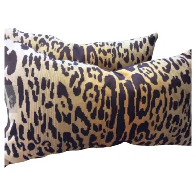 Pre-owned Scalamandre Pair Of  "leopardo" Down Pillows In Black