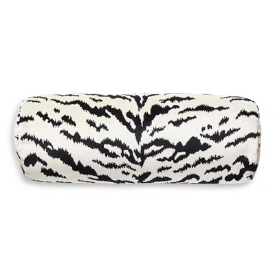 Scalamandre Tigre Bolster Decorative Pillow, 21 X 7 In White/black