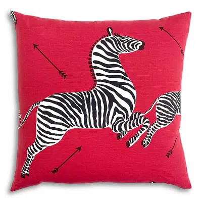 Scalamandre Zebra's Decorative Pillow, 22 X 22 In Masai Red