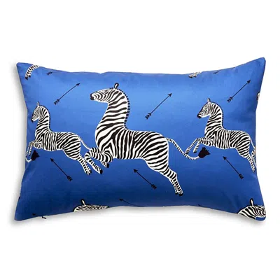Scalamandre Zebra's Petite Lumbar Decorative Pillow, 22 X 14 In Denim