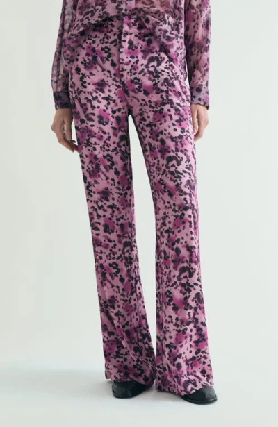 Scalpers Animal Print Fluid Pants In Purple
