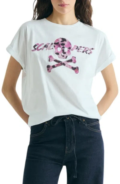 Scalpers Animal Print Skull T-shirt In White