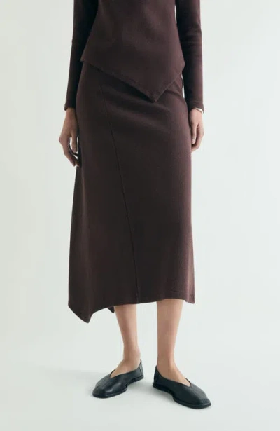 Scalpers Asymmetrical Knit Midi Skirt In Brown