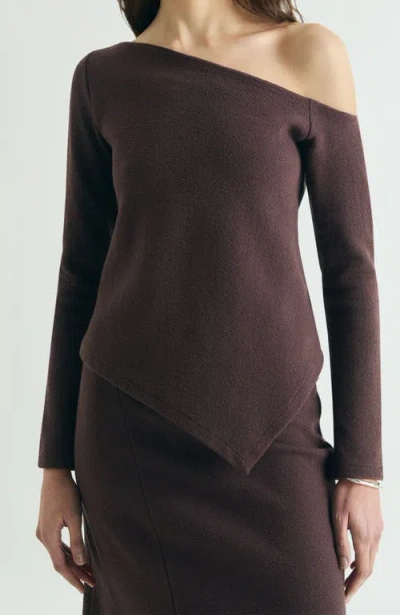 Scalpers Asymmetrical Neckline Top In Brown