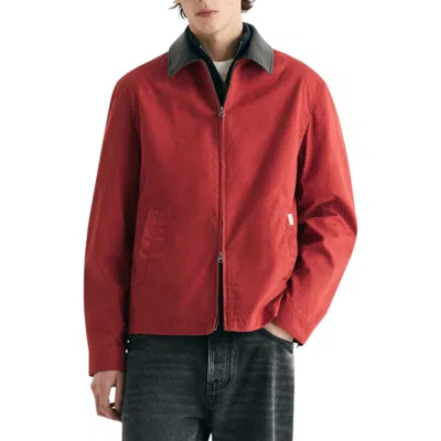 Scalpers Bomber Jacket With Contrast Collar In Red