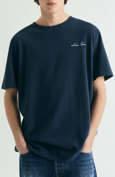 Scalpers Contrasting Embroidered T-shirt Relaxed In Blue