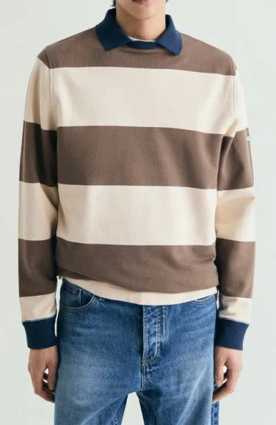 Scalpers Contrasting Neck Striped Sweatshirt In Brown