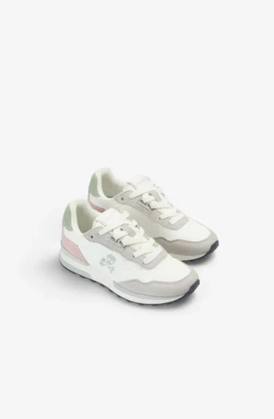 Scalpers Kids'  Contrasting Suede Sneaker In White