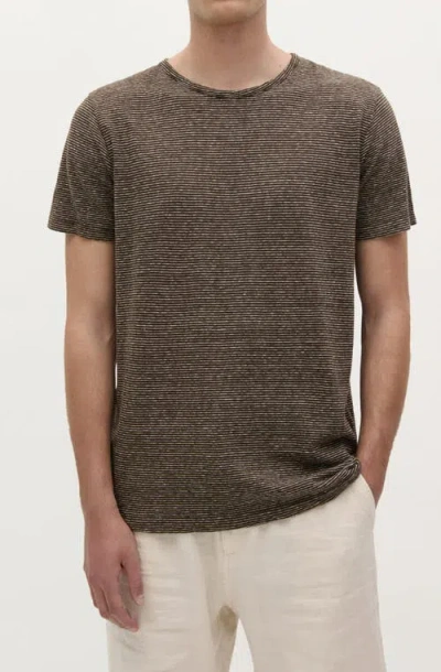 Scalpers Country Linen Striped Tee In Brown