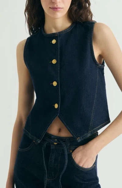 Scalpers Cropped Denim Vest In Blue