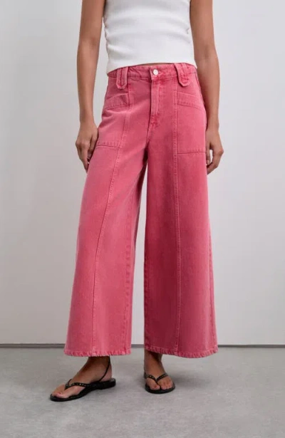 Scalpers Culotte Washed Denim Pant In Pink