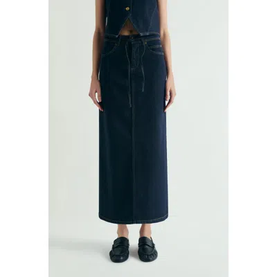 Scalpers Denim Midi Skirt In Purple