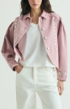 Scalpers Denim Studs Jacket In Multi