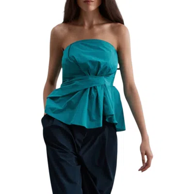 Scalpers Draped Taffeta Top In Turquoise