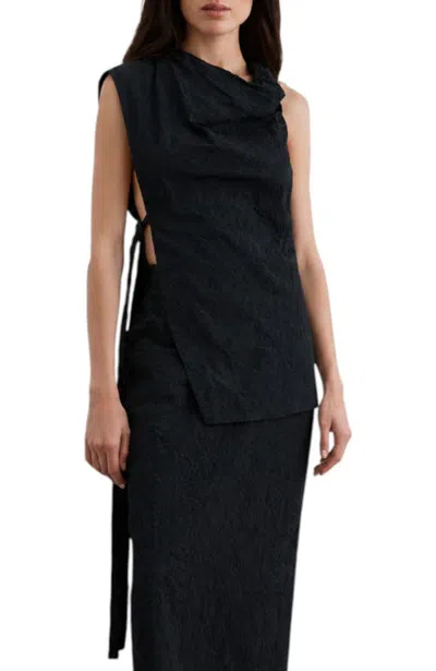 Scalpers Emb Fir Asy Top In Black