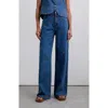 Scalpers Embflower Denim Pant In Blue