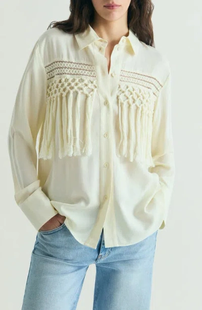Scalpers Fringe Detail Shirt In Nude