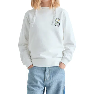 Scalpers Kids'  Girl's Sweatshirt With Garden Motif In White