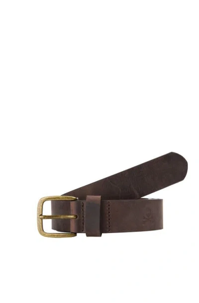 Scalpers Gold Buckle Leather Belt In Brown