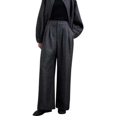 Scalpers Herringbone Pleated Trousers In Gray