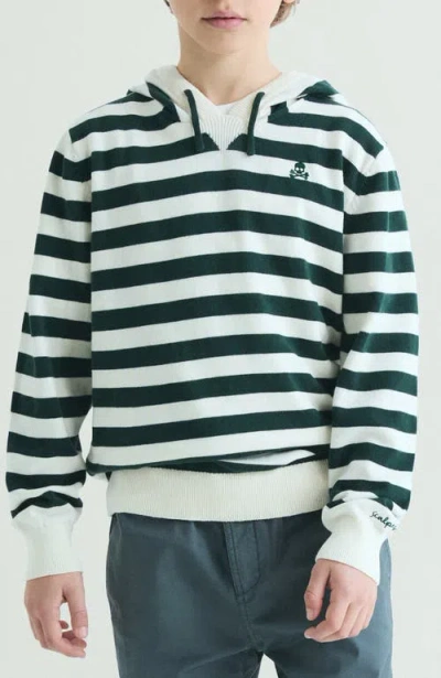 Scalpers Kids Striped Hoodie In Green