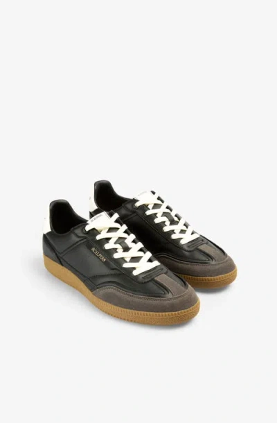 Scalpers Leather Sneaker Contrast Sole In Black