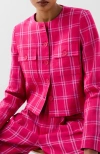 Scalpers Linen Check Blazer In Pink