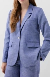 Scalpers Linen Studs Blazer In Blue