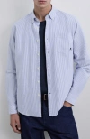 Scalpers Loose Oxford Bd Shirt In Blue