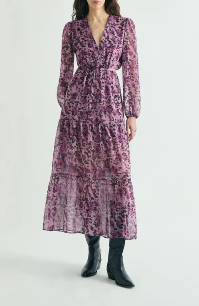 Scalpers Midi Dress Print Slits In Purple