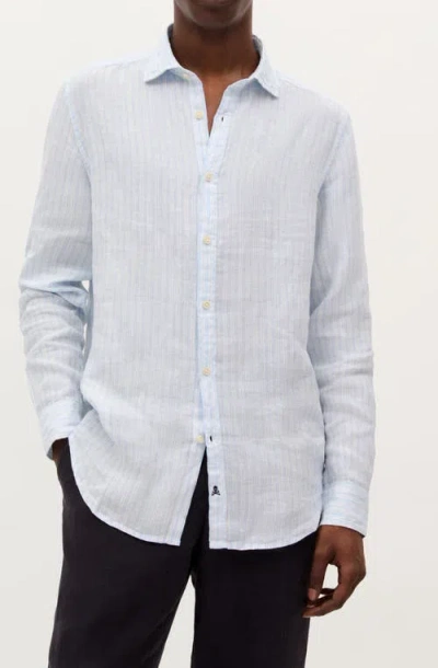 Scalpers New Fancy Linen Shirt In Blue