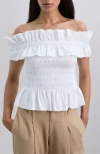 Scalpers Offshoulderpoplin Tee In White