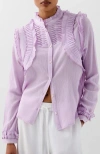 Scalpers Pleats Frill Shirt In Purple