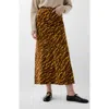 Scalpers Print Flare Denim Skirt In Brown