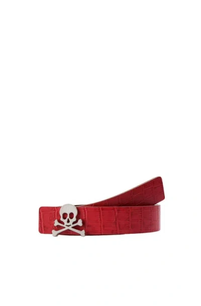 Scalpers Reversible Slim Ninon Belt In Red