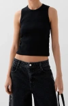 Scalpers Rib Gather Side Tee In Black