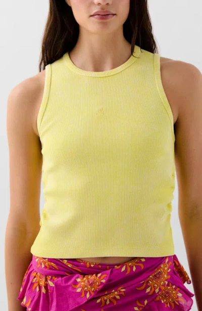 Scalpers Rib Gather Side Tee In Yellow