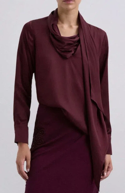 Scalpers Saten Shirt In Burgundy