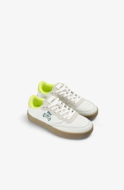 Scalpers Kids'  Skull Sneakers Fluor Detail In White