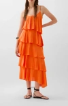 Scalpers Slip Ruffle Dress In Orange