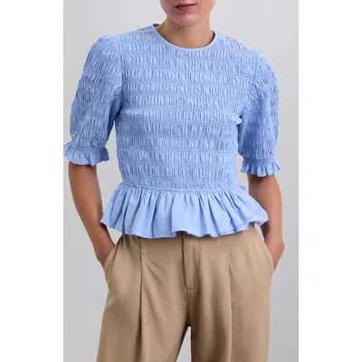 Scalpers Smock Sleeve Top In Blue